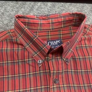 Vintage Chaps Ralph Lauren Mens Large Red Plaid Button Down Long Sleeve Shirt